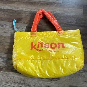Kitson Los Angeles yellow puffer tote bag